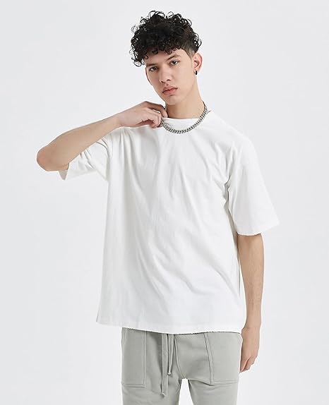 Mens Oversized T-Shirts Fashion Loose Fit Crewneck Tshirt Streetwear Heavyweight Short Sleeve Gym Workout Tops